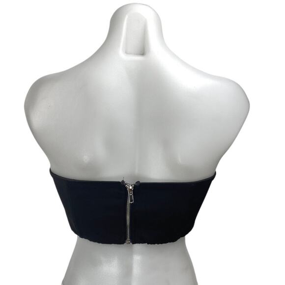 White Fox Women's Black Strapless Sleeveless Corset Bustier Crop Top Size S - Picture 2 of 4